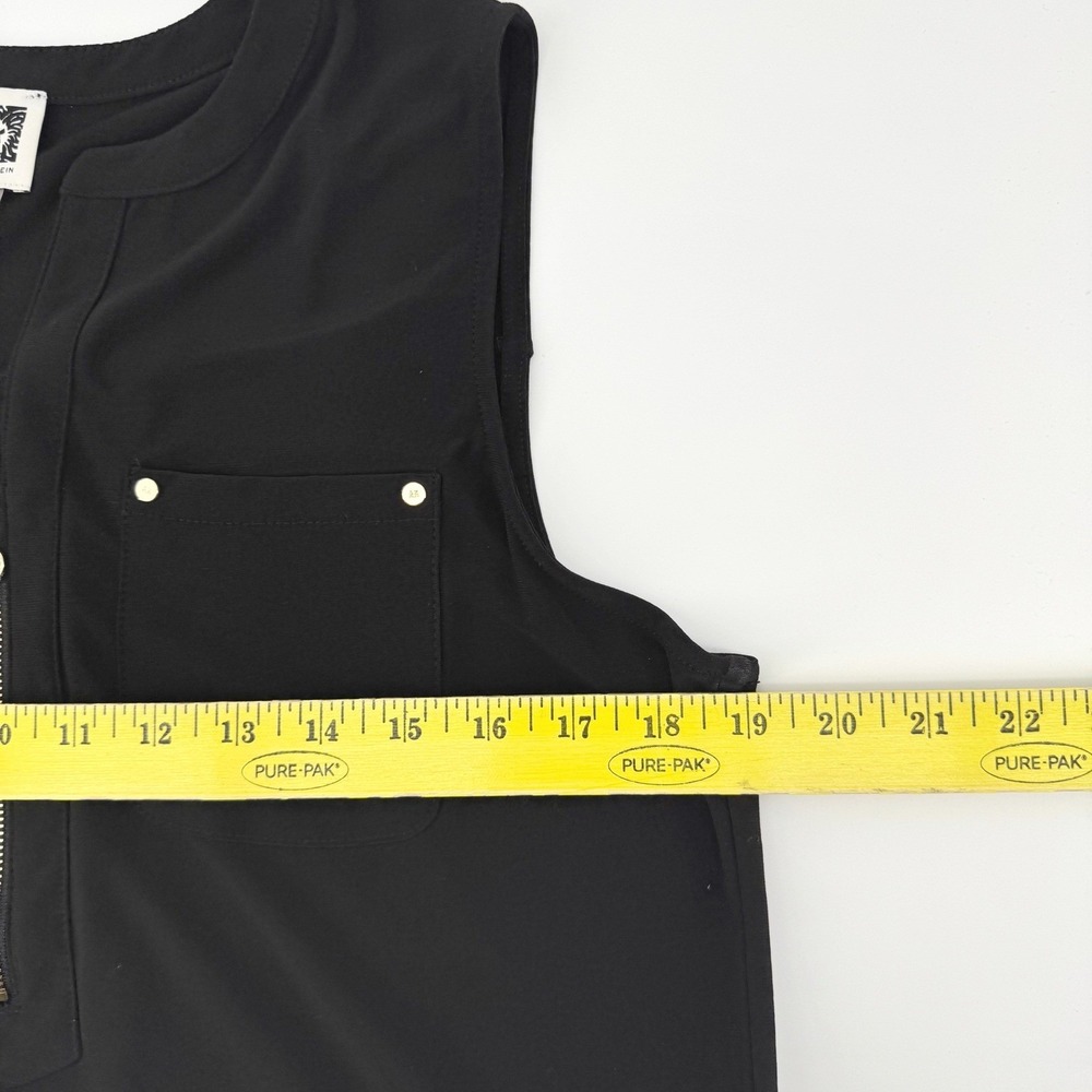 Anne Klein Womens Medium Black Sleeveless Zip Front Utility Pocket Shirt Top - Picture 4 of 5
